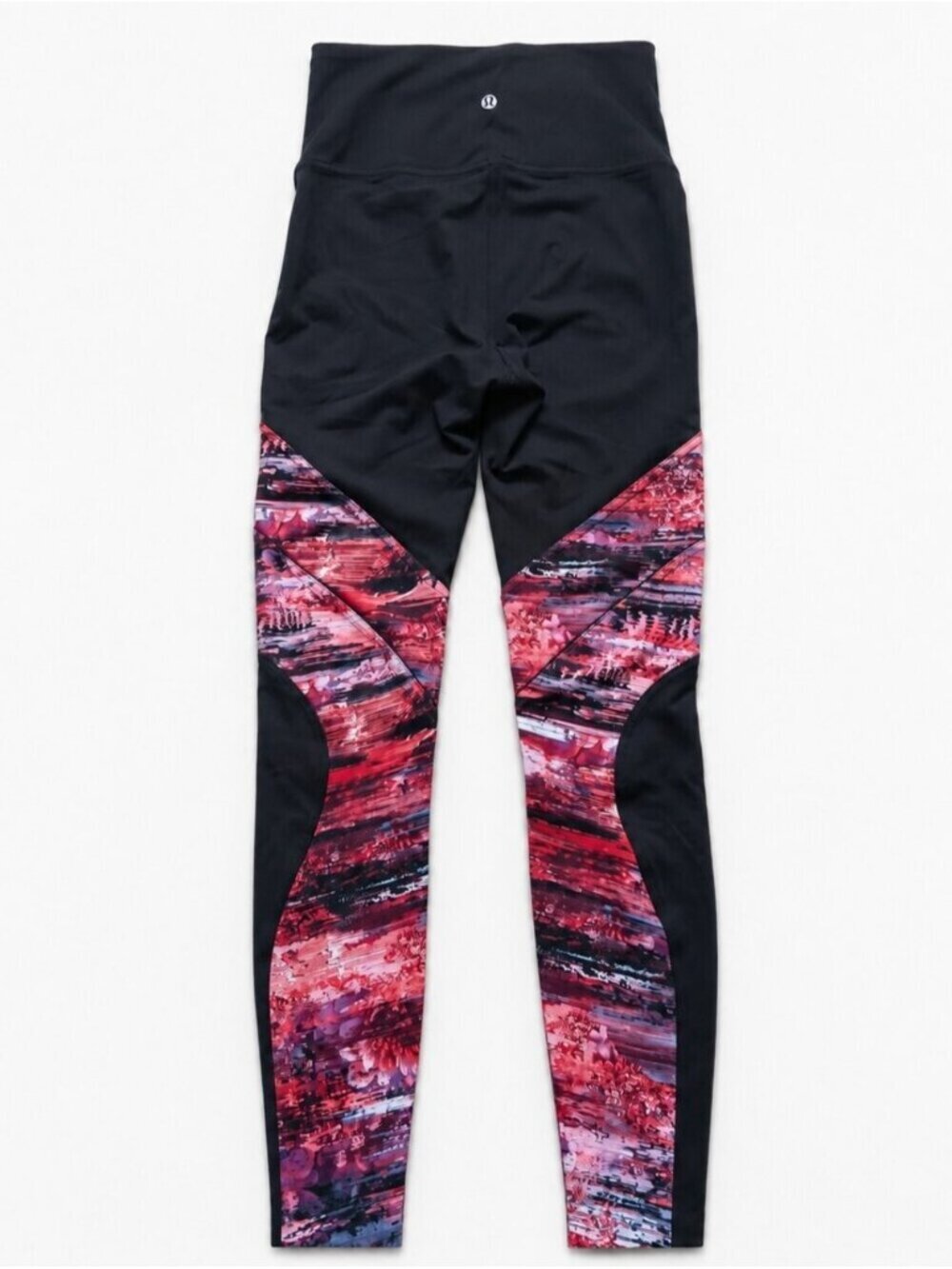 Lululemon Sculpted Panel Leggings Size 4  Black & Pink Print 11.5"x38" Yoga Gym - Picture 3 of 8